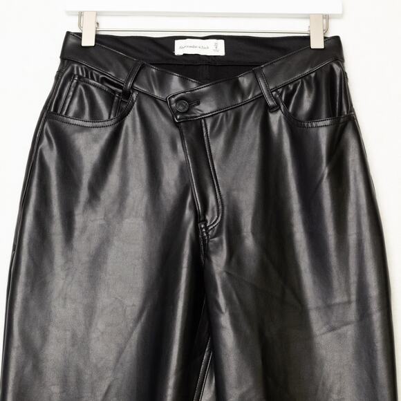 ABERCROMBIE & FITCH Crossover Waist Vegan Faux Leather Jeans Pants Black Sz 27/4 - Picture 7 of 15